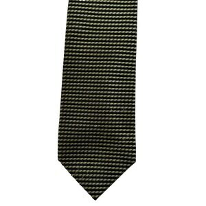 Andrew Fezza New‎ York Repp Silk Green Black Stripes Mens Tie 4"x60 3/4"
